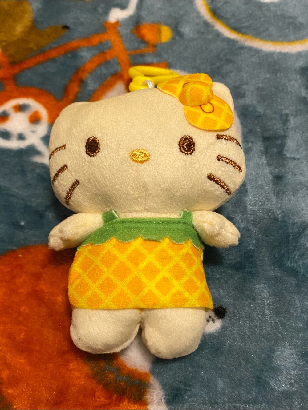 Sanrio Hello Kitty 4in Plush Clip-On Keychain Yellow Pineapple Dress 2021